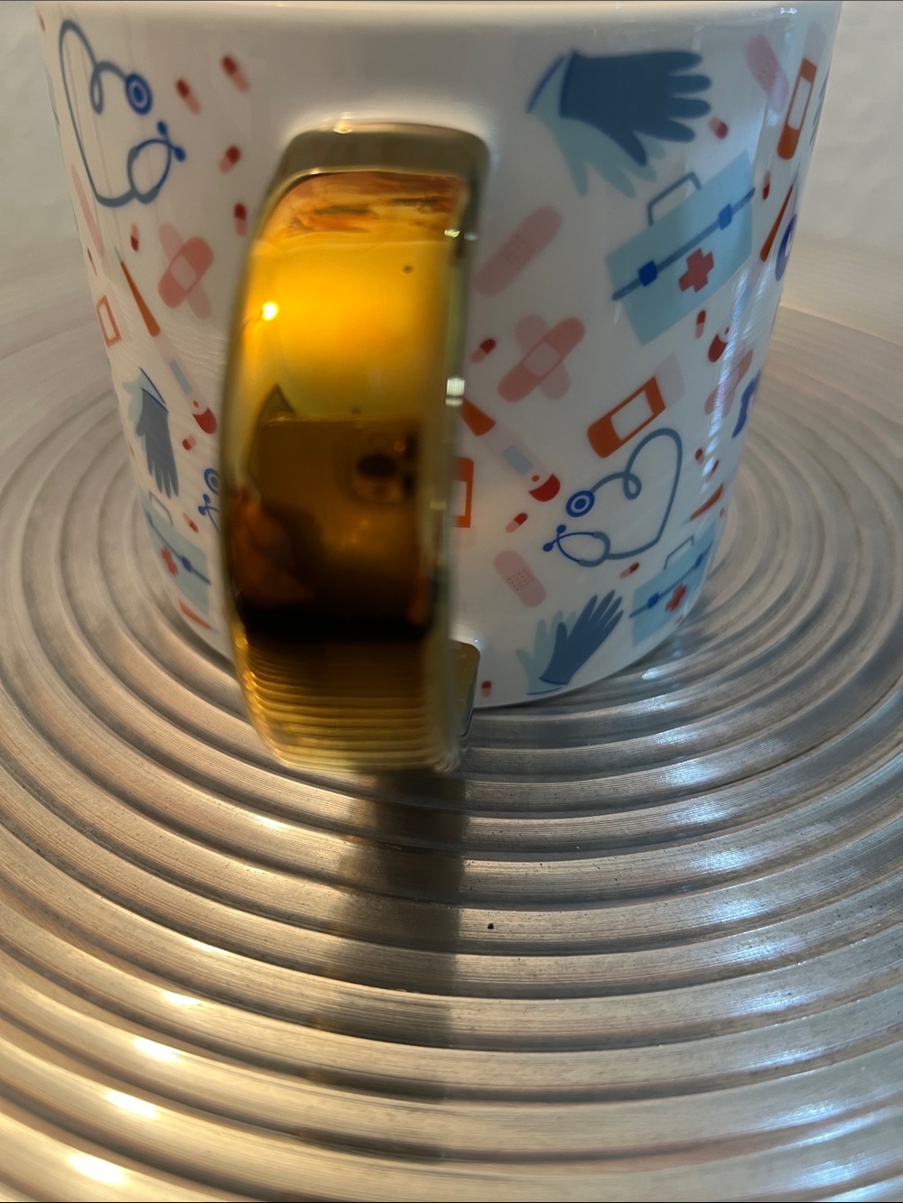 Coffee Care Repeat Ceramic Mug with Gold Handle - Picture 4 of 8